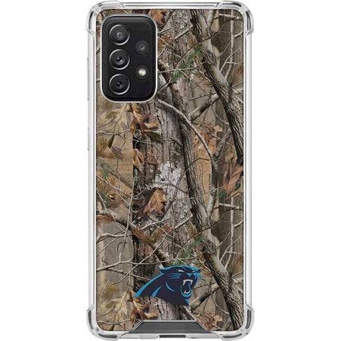 NFL Carolina Panthers Realtree AP Camo Galaxy A72 5G Clear Case